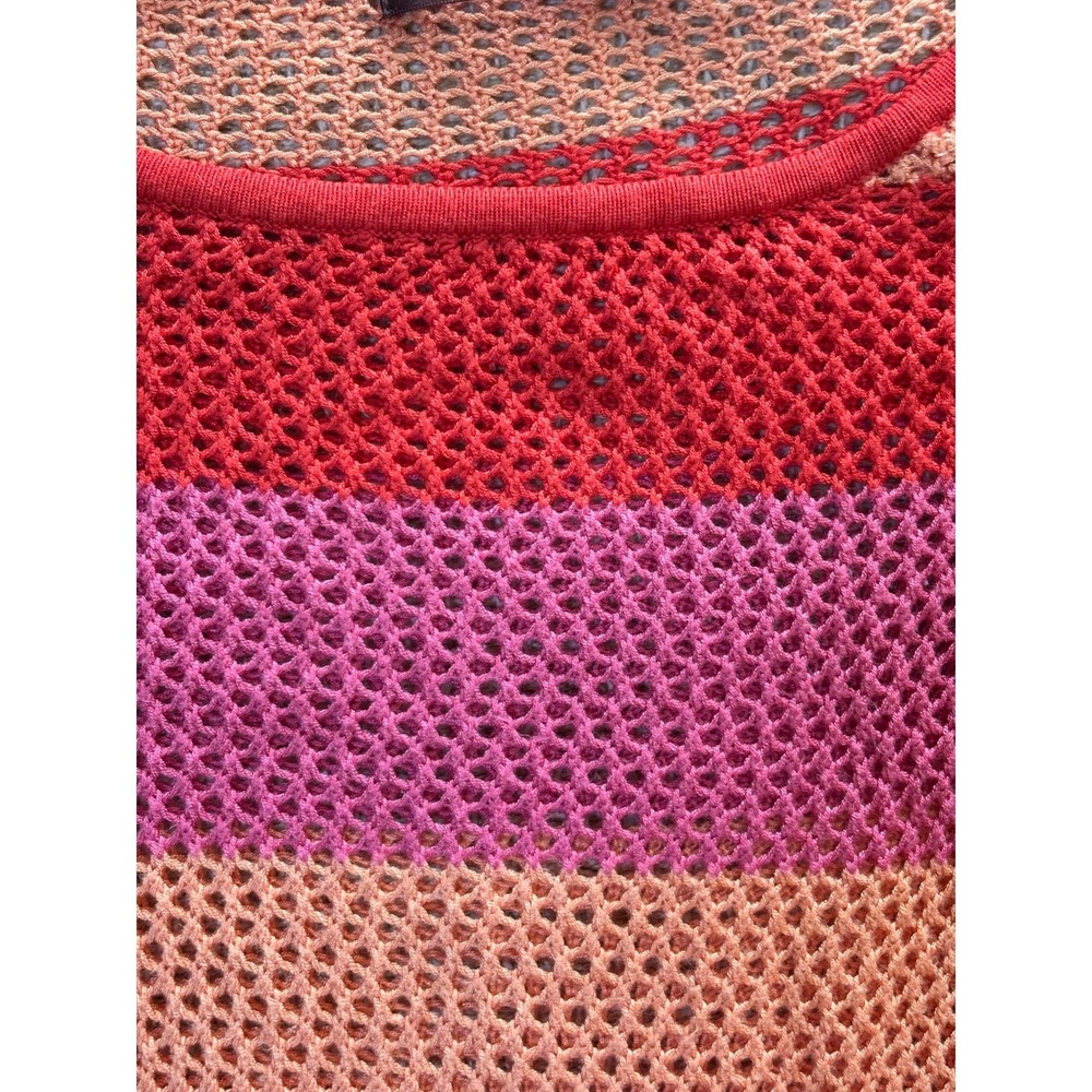 525 America Open Knit Sweater Womens S Red Pink Orange Excellent Striped Mesh - Picture 4 of 7